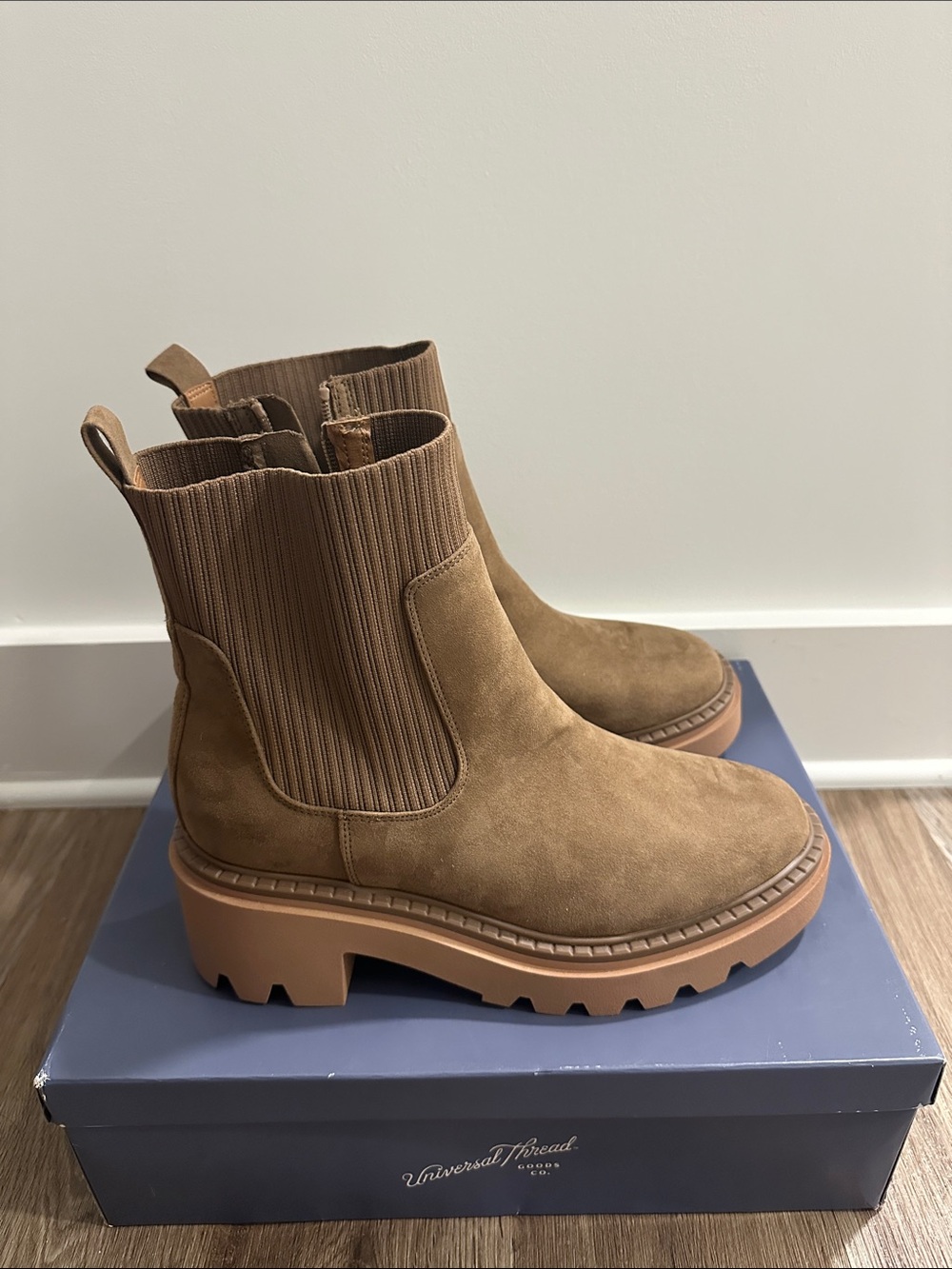 Universal Thread - Camel Suede Lug Sole Chelsea Booties
